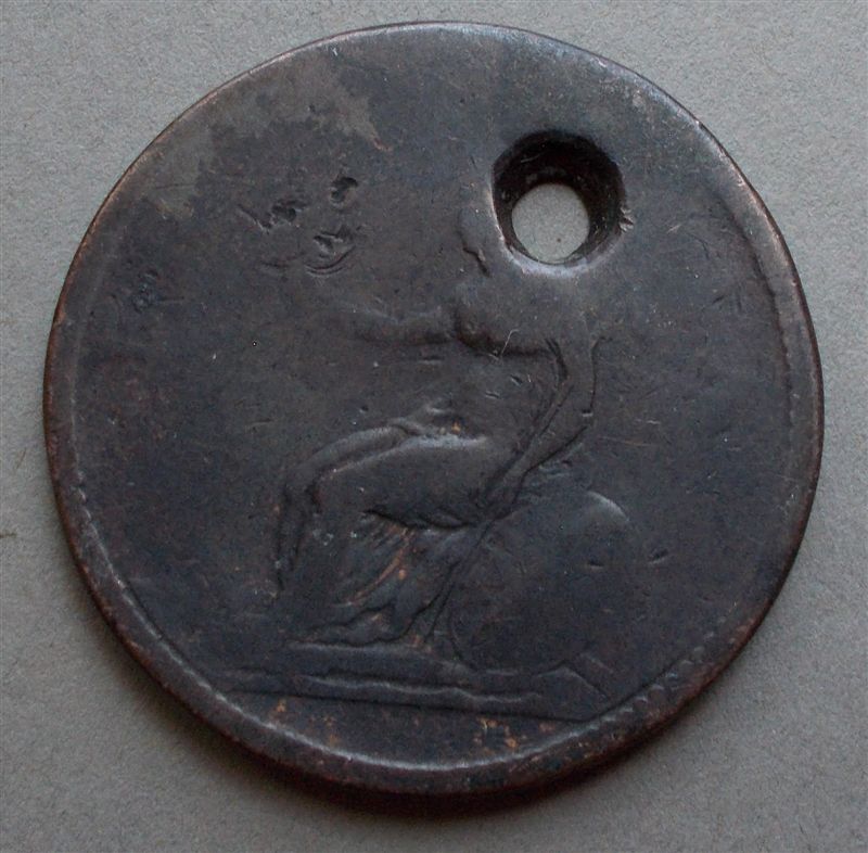 1806-George-III-Penny,-Nailed-Up-For-Good-Luck?
